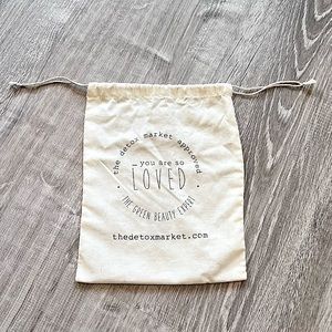 The Detox Market Muslin Tan Black Makeup Pull String Bag Clean Beauty